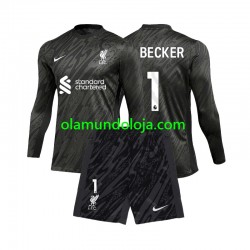 Camisola Liverpool Alisson Becker 1 Guarda-redes Criança Equipamento Primeiro 2024-2025 Manga Comprida